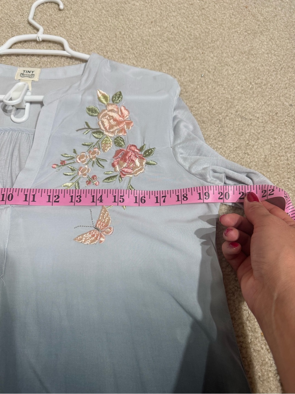 Anthropologie TINY Embroidered Top Size S/P Grey Ombre Floral Boho Peasant - Picture 6 of 10